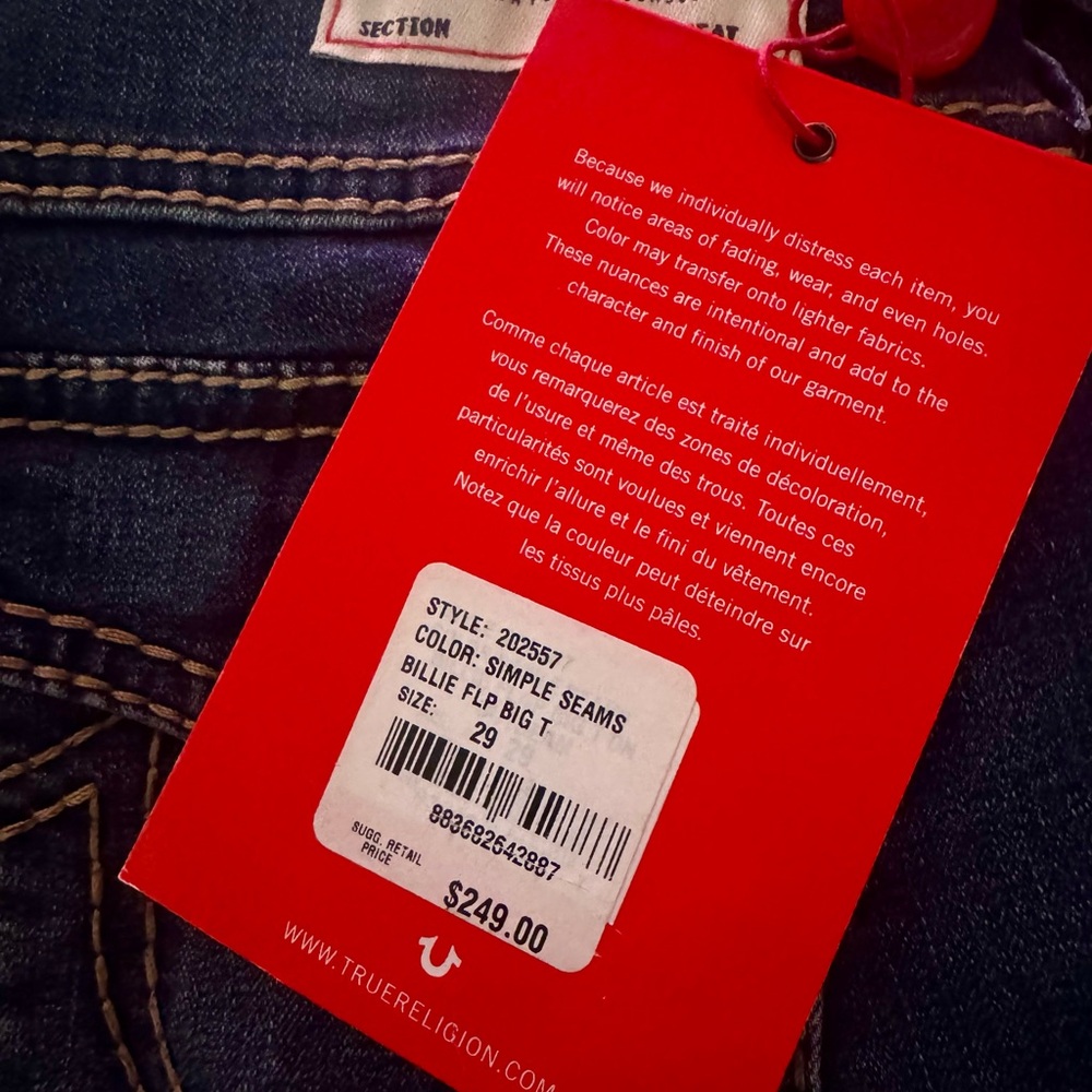 True Religion BECCA MID RISE BIG T BOOTCUT JEAN Size 29 - BRAND NEW WITH TAG - Picture 8 of 8